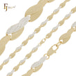 Crosses hammered twisted leaves 14K Gold two tone Fancy Link Chains