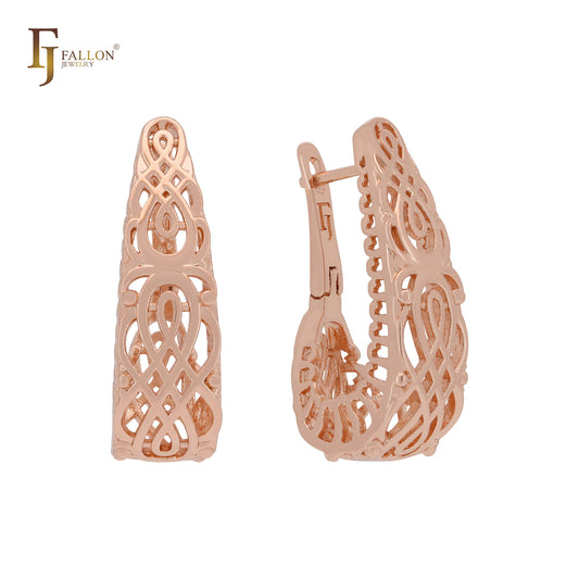 Rounded Filigree wires Rose Gold Clip-On Earrings