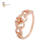 Cluster white CZs teardrop flower Rose Gold fashion Rings