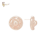 Snail dot straw hat shape 14K Gold, Rose Gold, White Gold Stud Earrings