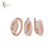 Oval cloudy waves of filigree Rose Gold two tone Jewelry Set with Rings