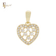 Petit tiny Net cluster white CZs heart shape 14K Gold Pendant