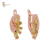 Luxurious cluster marquise olive yellow or white CZs Rose Gold Clip-On Earrings