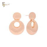 Rounded circle and circle 14K Gold, Rose Gold, White Gold Stud Earrings