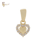 Double heart halo white CZs 14K Gold Heart Pendant