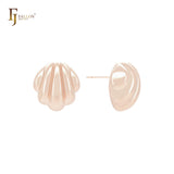 Upside down Five row shell shaped 14K Gold, Rose Gold, White Gold Stud Earrings