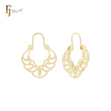 U shape filigree 14K Gold, Rose Gold, White Gold wire hook Earrings