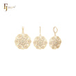 Hexagon wind mill flower shaped 14K Gold Jewelry Set with Pendant