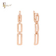 Triple buckle chain linking drop Rose Gold Clip-On Earrings