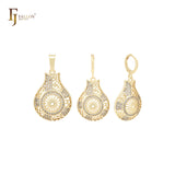 Bottle shaped of white CZs 14K Gold Jewelry Set with Pendant