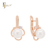 Elegant leaves and pearl Rose Gold Clip-On Earrings