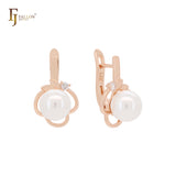 Elegant leaves and pearl Rose Gold Clip-On Earrings