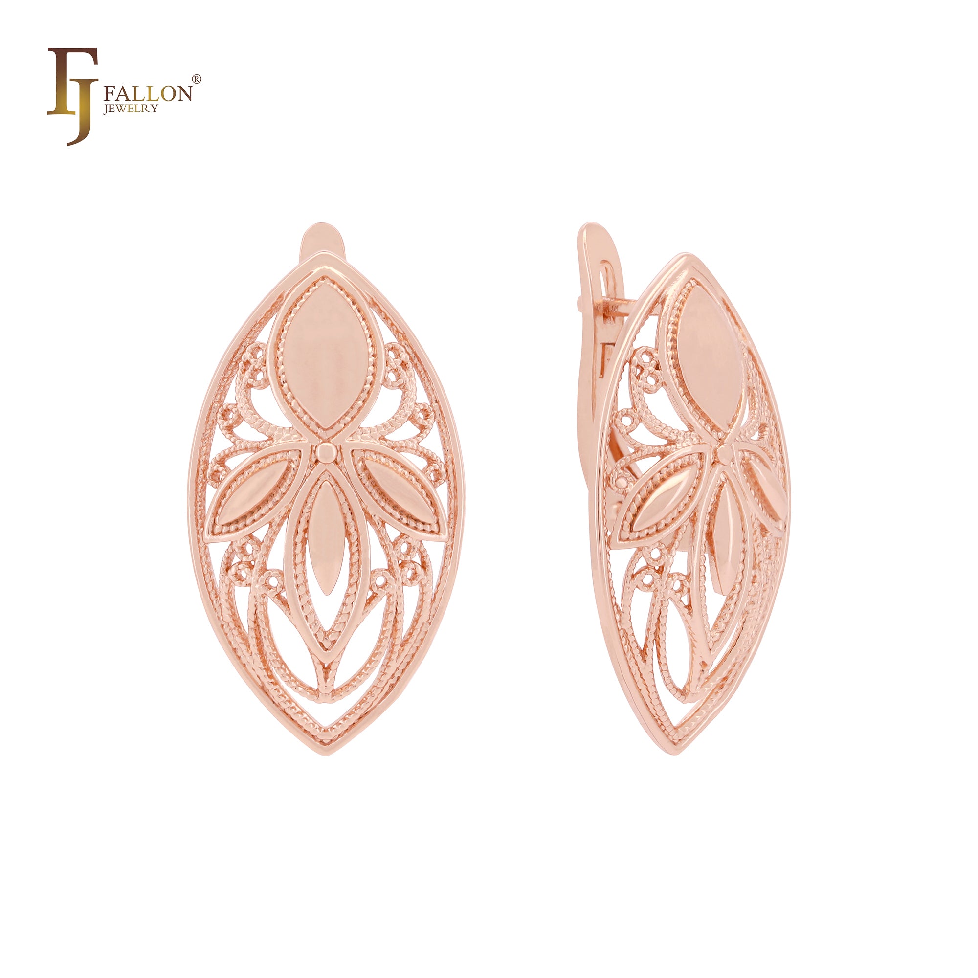 Filigree of Marquise Rose Gold Clip-On Earrings