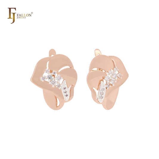 Overlapping rose petals Rose Gold two tone Clip-On Earrings