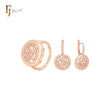 Flower Filigree circles of Rose Gold Jewelry Set with Rings