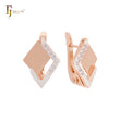 Double rhombus of white CZs Rose Gold two tone Clip-On Earrings