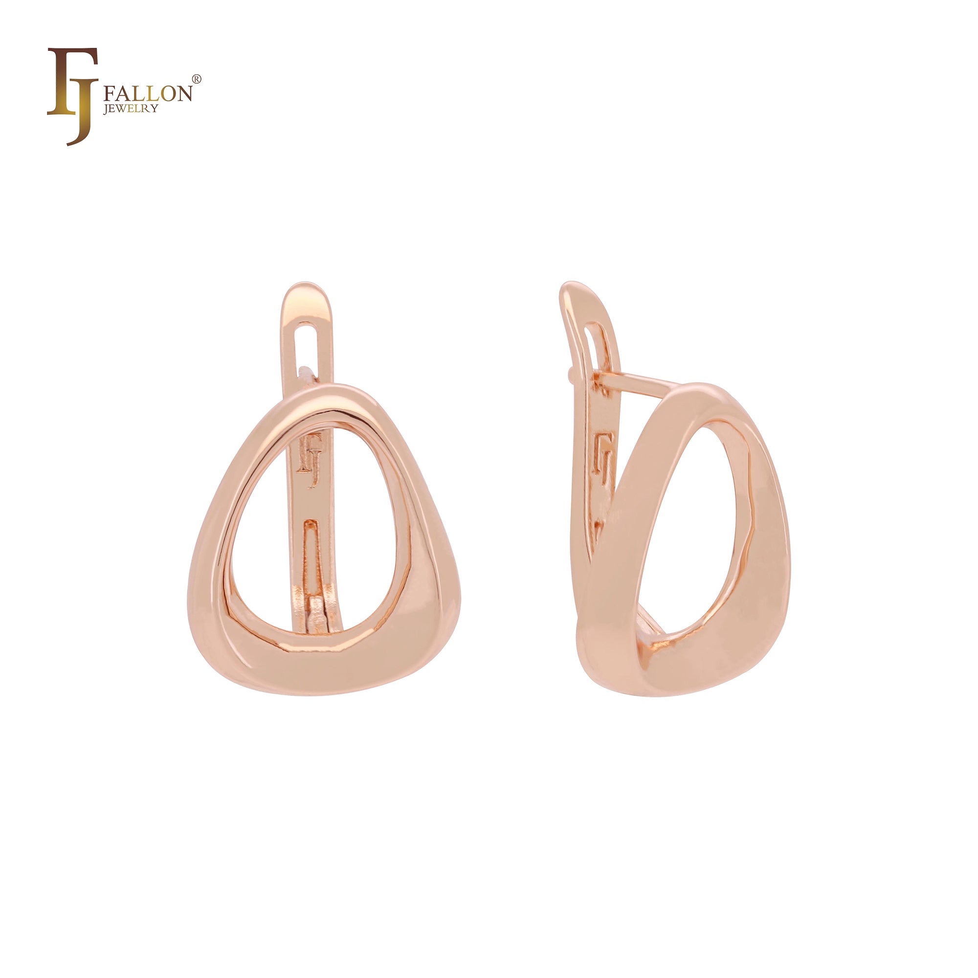 Geometric streamline Rose Gold Clip-On Earrings