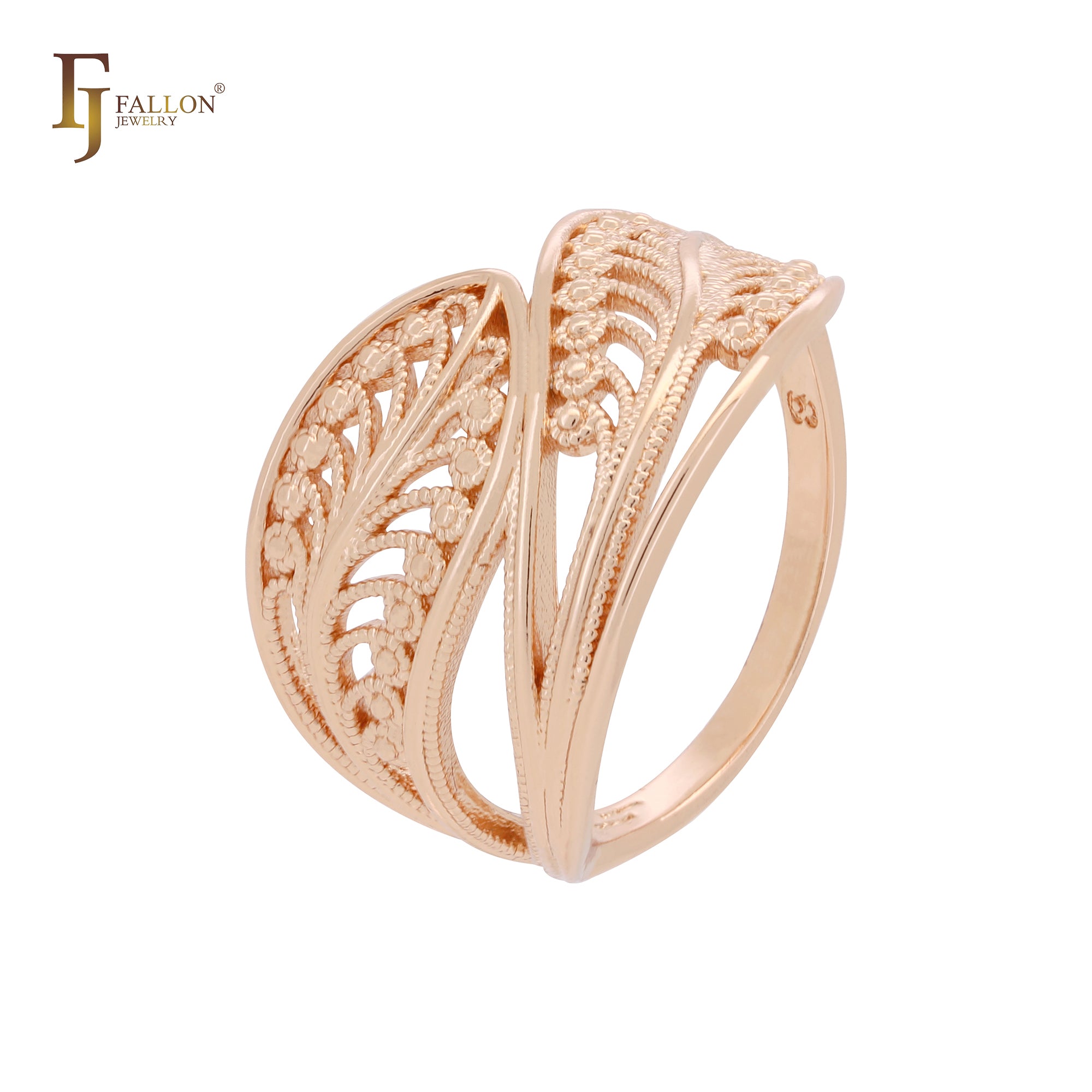 Marquise oval filigree of branches of tree Rose Gold Fashion Rings