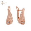 Angels wing with solitaire white CZ Rose Gold Clip-On Earrings