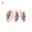 Cluster blue and white CZs Rose Gold two tone Jewelry Set with Rings