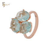 Triple big cluster apple green CZs Rose Gold Fashion Rings