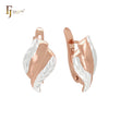 Double twisted leaves crossing Rose Gold two tone Clip-On Earrings