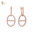 Mariner shape link with white CZs Rose Gold Clip-On Earrings