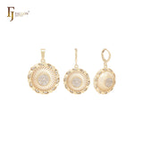 Spining solar sign of wheels white CZs 14K Gold Jewelry Set with Pendant