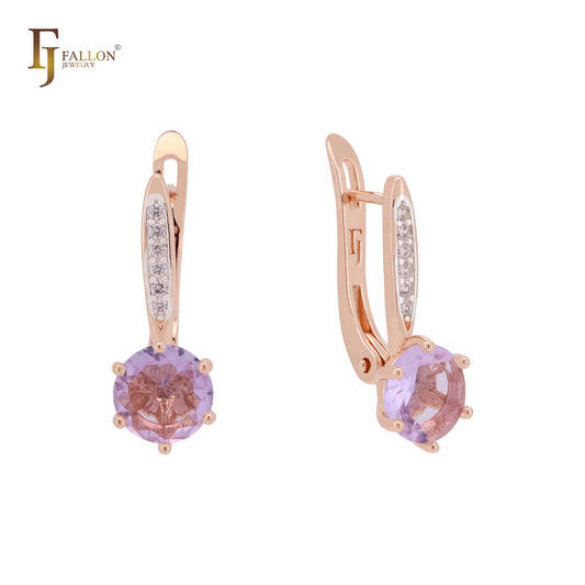 Elegant Rounded Round CZ cubic zirconia Rose Gold Clip-On Earrings