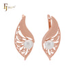 Great leaves of filigree with Pearl Rose Gold Clip-On Earrings