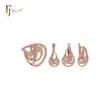 Mysterious teardrop of row of white CZs Rose Gold two tone Jewelry Set with rings and pendant