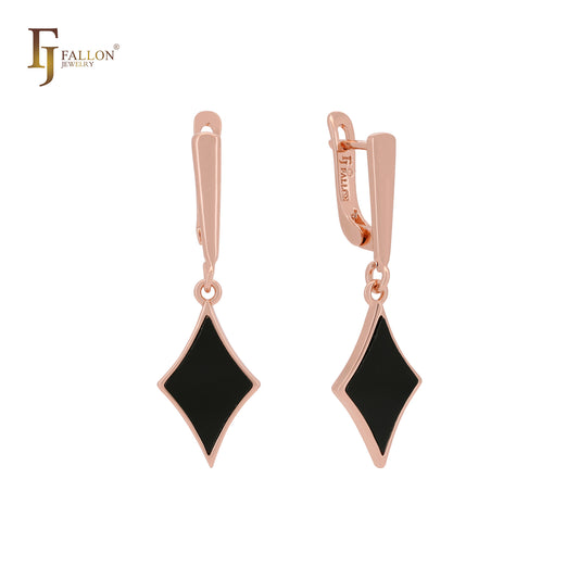 Painted black rhombus Star Rose Gold Clip-On Earrings