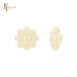 Eight bubbles rounded petals sunflower shape 14K Gold, Rose Gold, White Gold Stud Earrings