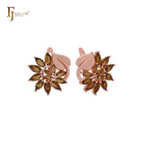 Luxurious thousand cluster Marquise Coffee CZs Rose Gold Clip-On Earrings