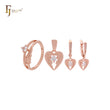 Angel's Wing with heart white CZ Rose Gold Jewelry Set with Rings