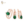 Pear shape CZ with white CZs Rose Gold two tone Jewelry Set with Rings