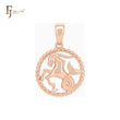 Oval rope of twisted beads circle constellation zodiac Rose Gold Pendant