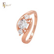 Triple white CZs clawed elegant Rose Gold Fashion Rings