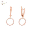 Circular of white CZs drop Rose Gold Clip-On Earrings