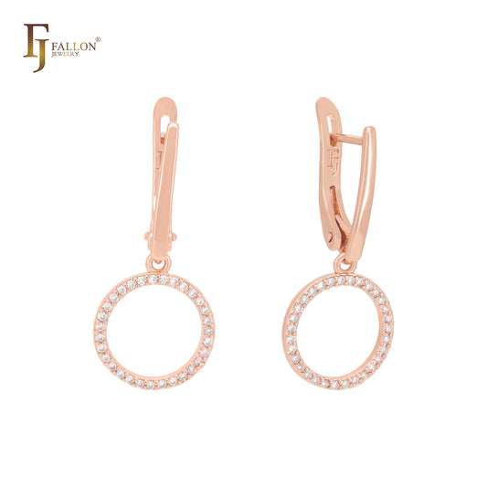 Circular of white CZs drop Rose Gold Clip-On Earrings