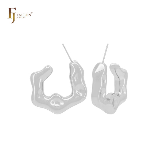 Star irregular shaped C Hoop 14K Gold, Rose Gold, White Gold Stud Earrings