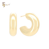 Chunky Glossy C Hoop 14K Gold, Rose Gold, White Gold Stud Earrings