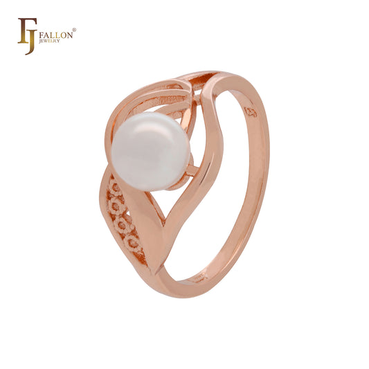 Dancing filigree of pearl Rose Gold Fashion Rings