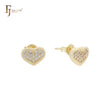 Petit tiny Heart shape cluster white CZs 14K Gold stud earrings