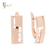 Squared white CZs Rose Gold two tone Clip-On Earrings