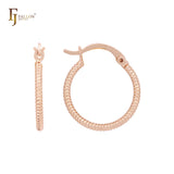 Snake Rope textured 14K Gold, Rose Gold Hoop Earrings