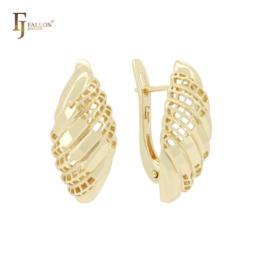 Hollow croissant shaped 14K Gold Clip-On Earrings