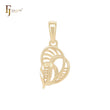 Hearty heart leaves textured 14K Gold Pendant