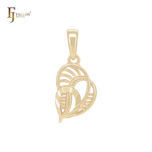 Hearty heart leaves textured 14K Gold Pendant