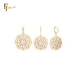 Luxurious circle of kaleidoscope white CZs 14K Gold Jewelry Set with Pendant